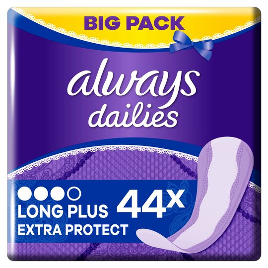 Always Dailies Long Plus Panty Liners 44 Pack