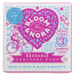 Bloom & Nora Mini Reusable Sanitary Pads - Bloom - Pack of 3 with Bag