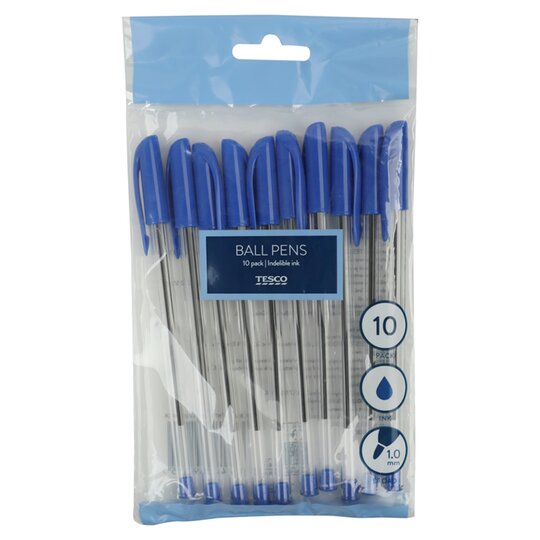 Tesco Ballpoint Pens Blue10 Pack
