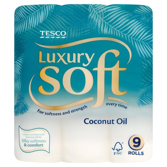 Tesco Coconut Oil Toilet Tissue 9 Roll 3 Ply