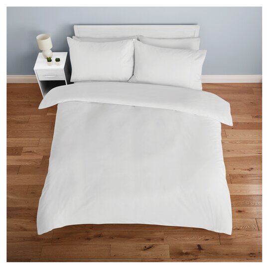 Tesco Cotton Rich White Pintuck Duvet Set Double