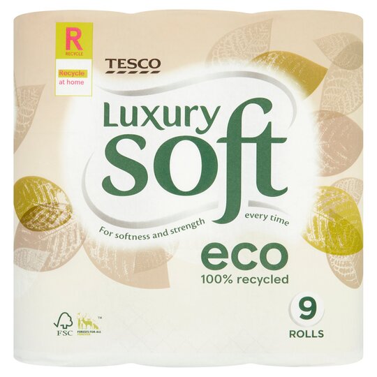Tesco Luxury Soft Eco Toilet Tissue 9 Rolls